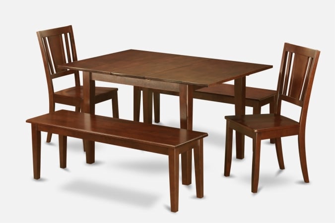 Milan 5PC Set with Rectangular Table featured 12 in butterfly leaf , 2 Dudley Wood seat chairs and 2 52-in Long benches -  GSI Homestyles, HO289293