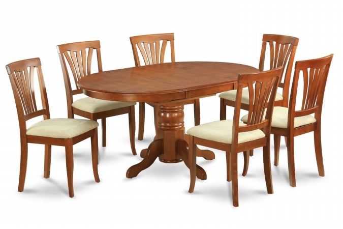 5PC Oval Dining Set with Single Pedestal with 18 in. leaf Avon Table and 4 padded seat chairs