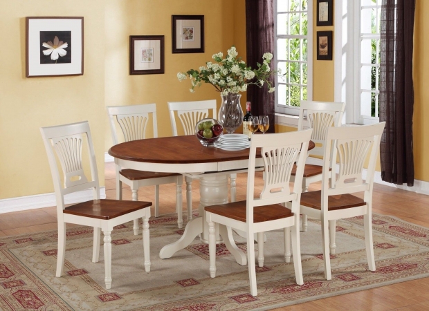 KEPL5-WHI-W 5PC Oval Dining Set with Single Pedestal with 18 in. leaf and 4 wood seat chairs