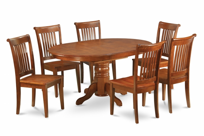 AVPO5-SBR-W 5PC Oval Dining Set with Single Pedestal with 18 in. leaf Table and 4 Wood seat chairs