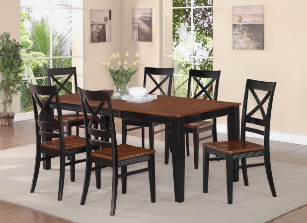 QUIN5-BLK-W 5PC Quincy Rectangular Dining Set -Table 40 in. x78 in. in Black & Cherry Finish -  East West Furniture