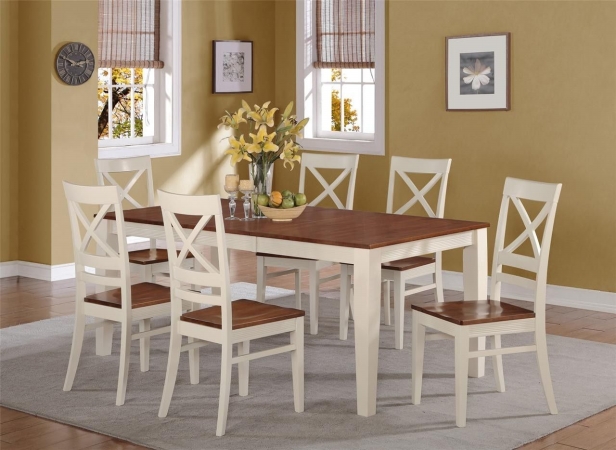 QUIN7-WHI-W 7PC Quincy Rectangular Dining Set -Table 40 in. x78 in. in Buttermilk & Cherry Finish -  East West Furniture