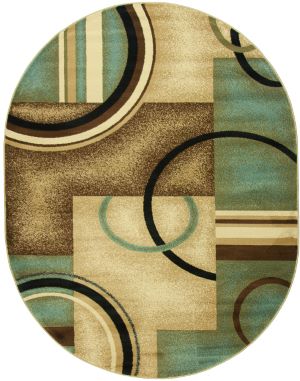 Arcs & Shapes Light Blue 3 ft. 11 in. X 5 ft. 3 in. , 54786