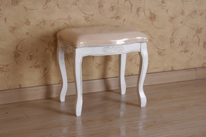 Picture of International Caravan Inc 3963-AW Vanity Stool with Cushion Top - Antique White