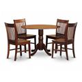 East West Furniture DLNO3-MAH-W 3PC Kitchen Round Table with 2 Drop Leaves and 2 Slatted-back Chairs with Wood Seat East West Furniture DLNO3-MAH-W 3PC Kitchen Round Table with 2 Drop Leaves and 2 Slatted-back Chairs with Wood Seat