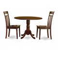 East West Furniture DLCA3-MAH-W 3PC Kitchen Round Table with 2 Drop Leaves and 2 Slatted-back Chairs with Wood Seat East West Furniture DLCA3-MAH-W 3PC Kitchen Round Table with 2 Drop Leaves and 2 Slatted-back Chairs with Wood Seat