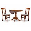 East West Furniture DLML3-SBR-C 3PC Kitchen Round Table with 2 Drop Leaves and 2 Ladder-back Chairs with Microfiber Upho East West Furniture DLML3-SBR-C 3PC Kitchen Round Table with 2 Drop Leaves and 2 Ladder-back Chairs with Microfiber Upho