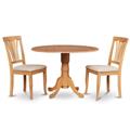 East West Furniture DLAV3-OAK-C 3PC Kitchen Round Table with 2 Drop Leaves and 2 Chairs with Microfiber Upholstered Seat East West Furniture DLAV3-OAK-C 3PC Kitchen Round Table with 2 Drop Leaves and 2 Chairs with Microfiber Upholstered Seat