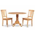 East West Furniture DLAV3-OAK-W 3PC Kitchen Round Table with 2 Drop Leaves and 2 Chairs with Wood Seat East West Furniture DLAV3-OAK-W 3PC Kitchen Round Table with 2 Drop Leaves and 2 Chairs with Wood Seat
