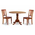East West Furniture DLAV3-SBR-W 3PC Kitchen Round Table with 2 Drop Leaves and 2 Avon chairs with wood Seat East West Furniture DLAV3-SBR-W 3PC Kitchen Round Table with 2 Drop Leaves and 2 Avon chairs with wood Seat