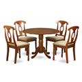 East West Furniture DLNA5-SBR-C 5PC Kitchen Round Table with 2 Drop Leaves and 4 Chairs with padded Seat East West Furniture DLNA5-SBR-C 5PC Kitchen Round Table with 2 Drop Leaves and 4 Chairs with padded Seat