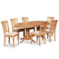 East West Furniture VAAV9-OAK-C Vancouver 9PC set with double pedestal Table with 17 in. butterfly leaf and 8 Padded sea East West Furniture VAAV9-OAK-C Vancouver 9PC set with double pedestal Table with 17 in. butterfly leaf and 8 Padded sea