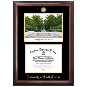 Picture of Campus Images FL989LGED University of South Florida Gold embossed diploma frame with Campus Images lithograph