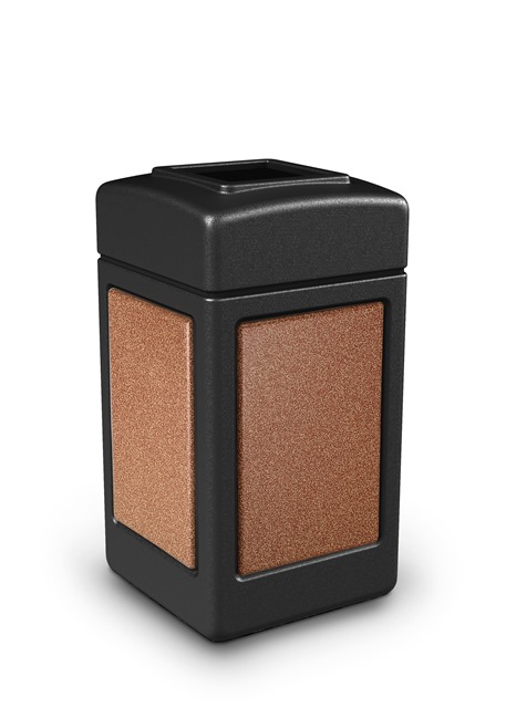 42-gallon StoneTec Panel Trash Can Black with Sedona Panels