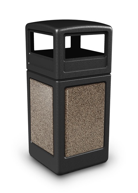 42-gallon StoneTec Panel with Dome Lid Black with Riverstone Panels