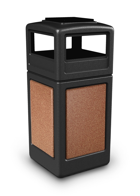42-gallon StoneTec Panel with Ashtray Dome Lid  Black with Sedona Panels