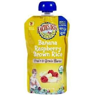 Picture of Earths Best Baby Foods BG12433 Earths Best Baby Foods Ban-Raspberry-Brown Rice - 12x4.2OZ