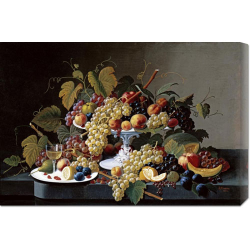 Picture of Bentley Global Arts dba American Walls GCS-268479-30-142 Severin Roesen &apos;Still Life With a Milk Glass Compote&apos; Stretched Canvas