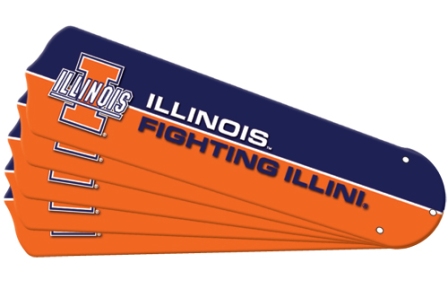 7990-ILL New NCAA ILLINOIS FIGHTING ILLINI 52 in. Ceiling Fan Blade Set -  Ceiling Fan Designers