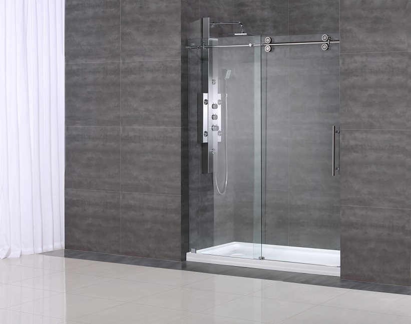 60 in. Frameless Sliding Shower Door, Chrome Hardware