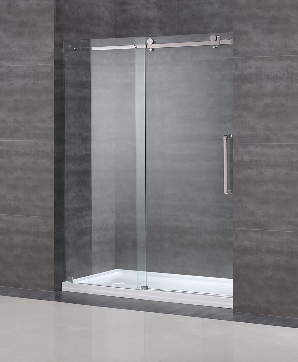 Frameless Sliding Shower Door - Chrome Hardware - 60 in.