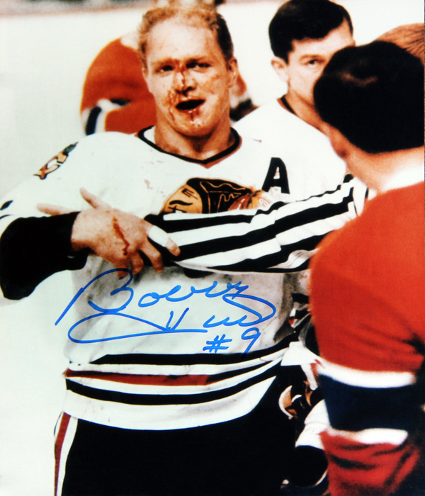Bobby Hull Signed 8x10 Photo - Chicago Blackhawks (Bloody) -  Autograph Authentic, AAHPH30243