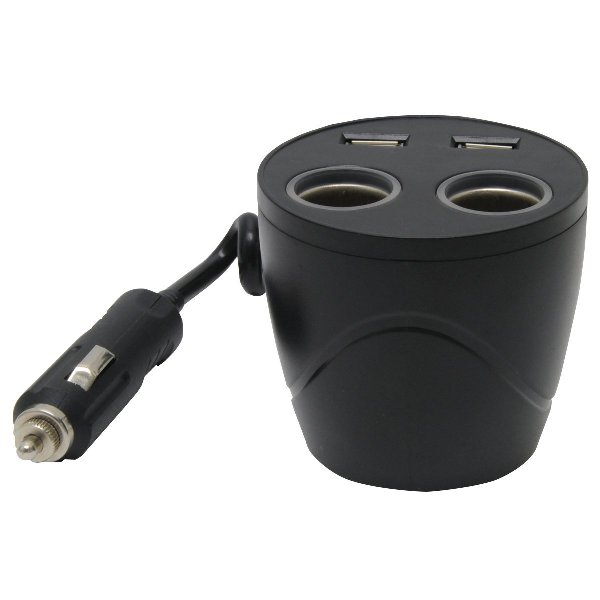 Picture of MobileSpec MSCUP22USB 12-Volt 2 plus 2 Cup Holder Power Outlet