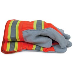 702705L High Visibility Split Cowhide Leather Work Gloves Large