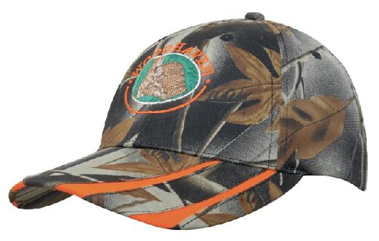 Leaf Print Camouflage Cap with Laminated Two Tone Visor One Size Fits All