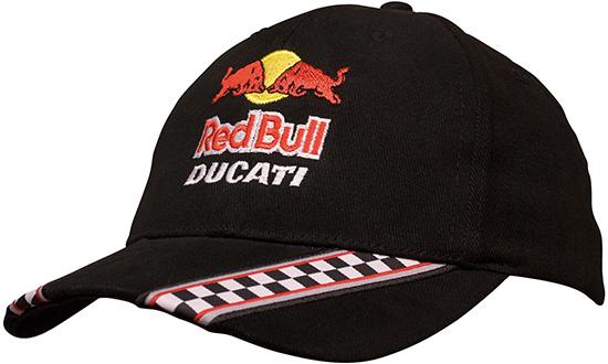 Brushed Heavy Cotton Twill Cap with Racing Ribbon - Black - One Size Fits All