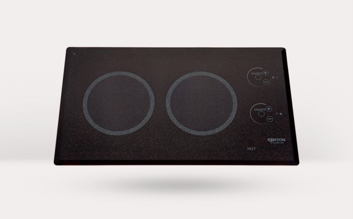Picture of Kenyon B41579L Lite-Touch Q 2-burner Trimline Cooktop Landsacpe&#44; black with touch control - two 6 .5 inch 208V UL