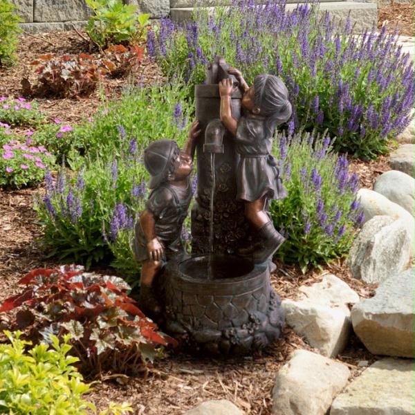 Picture of Pure Garden Boy and Girl Water Outdoor Fountain