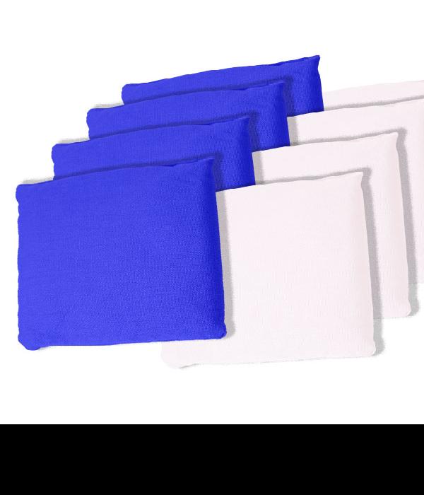Picture of White and Blue Cornhole Bags- Set of 8