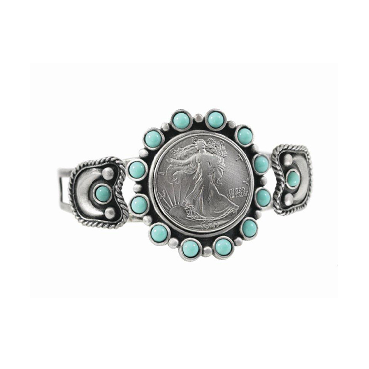 Picture of UPM Global LLC 12421 Silver Walking Liberty Half Dollar Cuff Bracelet