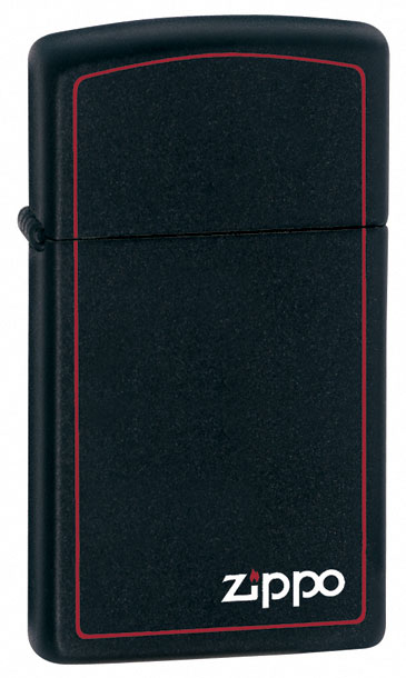 1618ZB  Slim Black Matte Lighter  Logo