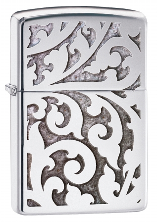 28530  Filigree High Polish Chrome Windproof Lighter