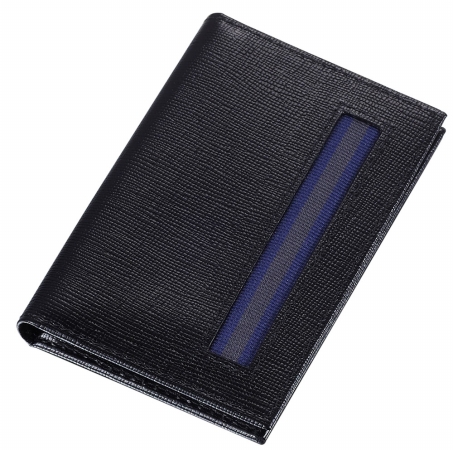 Picture of Caseti CABC003 Caseti Shiloh Black Leather Weave Pattern Thin Business Card Holder