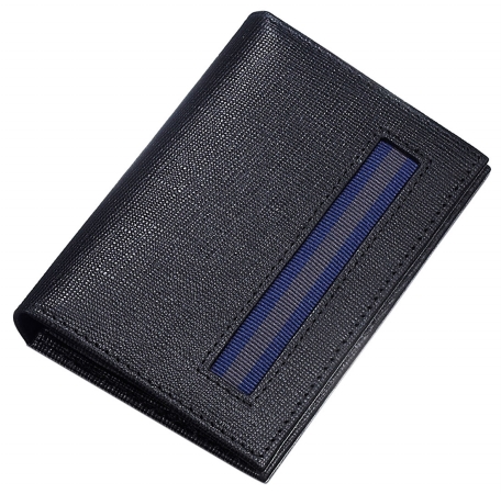 Picture of Caseti CAAC400145 Caseti Roland Ribbed Black Leather Bifold Wallet