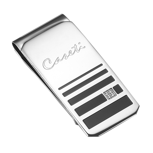 Picture of Caseti CAMC009 Caseti Bryan Stainless Steel and Black Enamel Money Clip