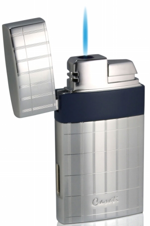 Picture of Caseti CAL438ERBL Caseti Troy Polished Chrome With Blue Single Torch Flame Cigar Lighter