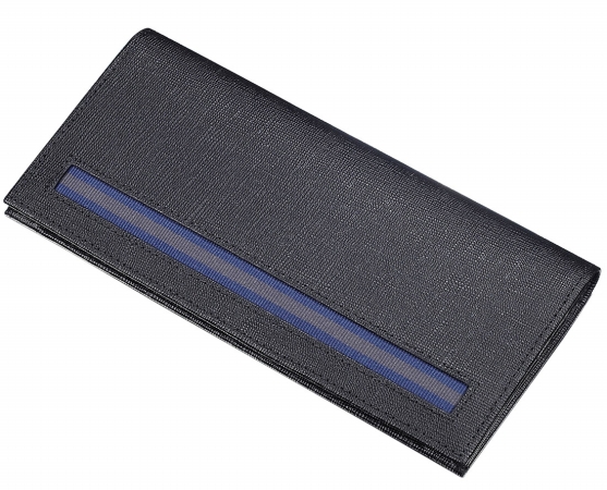 Picture of Caseti CAAC400142 Caseti Randolph Ribbed Black Leather Long Wallet