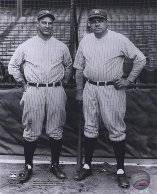 Picture of Photofile PFSAAHG03301 Lou Gehrig Babe Ruth - Full Body Pinstripes Sports Photo - 8 x 10