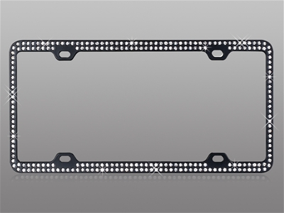 LPF2BK002WIT Double Row White Crystals with Black Metal Frame