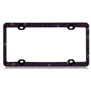 Triple Row Purple Crystals License Plate Frame -  OpenOptics, OP4405128