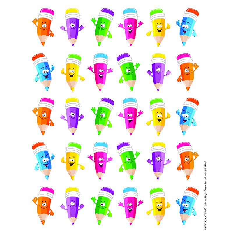 Picture of Eureka EU-655068 Pencil Smiley Faces Theme Stickers