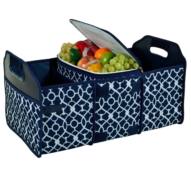 Picnic at Ascot 8014-TB Trellis BlueTrunk Organizer & Cooler - Trellis Blue