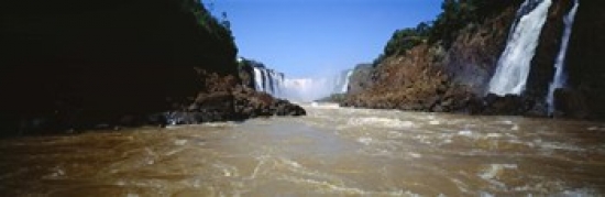Picture of Panoramic Images PPI100414L Waterfall in a forest  Iguacu Falls  Argentina Poster Print by Panoramic Images - 36 x 12