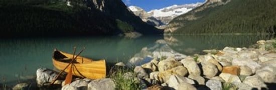 Canoe at the lakeside  Lake Louise  Banff National Park  Alberta  Canada Poster Print by  - 36 x 12 -  RLM Distribution, HO209165