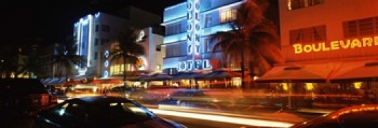 PPI109507L Buildings at the roadside  Ocean Drive  South Beach  Miami Beach  Florida  USA Poster Print by  - 36 x 12 -  Panoramic Images