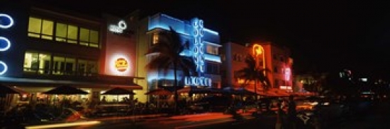 Buildings at the roadside  Ocean Drive  South Beach  Miami Beach  Florida  USA Poster Print by  - 36 x 12 -  RLM Distribution, HO623869